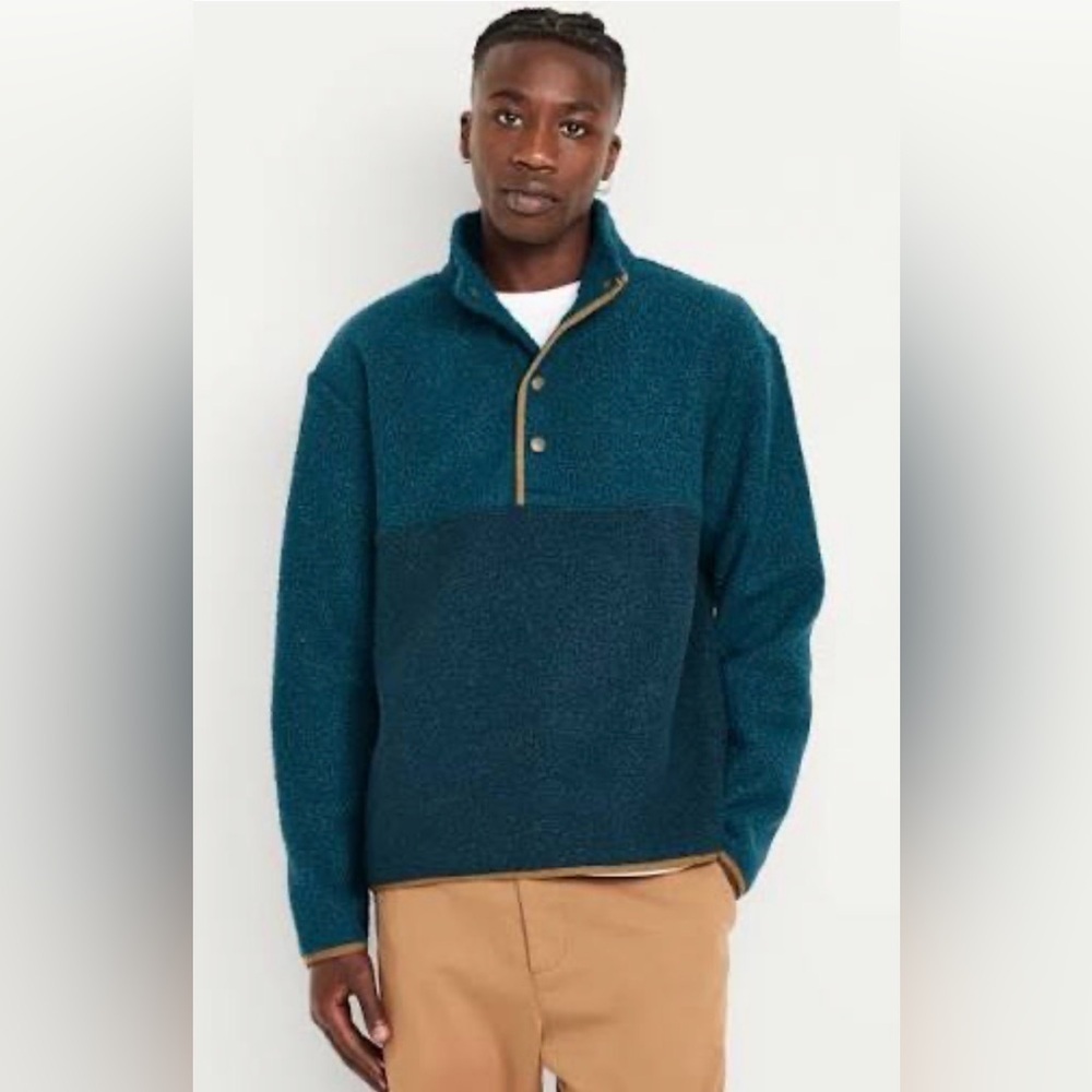 Old Navy Cozy Cabin Boucle Sherpa Quarter-Snap Pullover Fall Sweater NWT XXL T